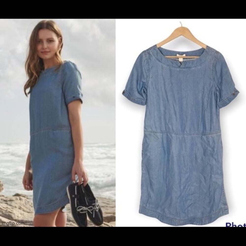 ⭐️Barbour NWT Women's 4 100% Lyocell Seaward Blue White Polka Dot Mini Dress